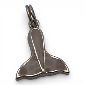 Sterling Silver Enameled Whale Tail Charm