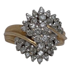 10k Yellow Gold & Diamond Cluster Ring