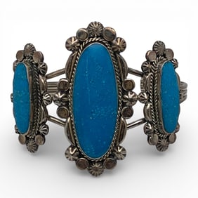 American West Sterling Silver & Blue Stone Cuff