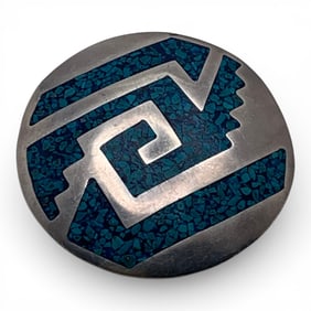 Mexico Sterling Silver & Blue Stone Pin