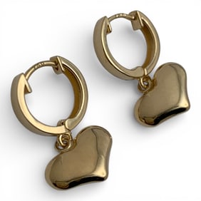 Pair Of 18k Yellow Gold Heart Earrings