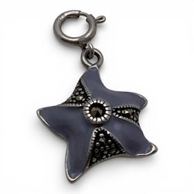 Sterling Enameled Charm With Marcasite