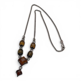 Sterling Silver & Amber Necklace