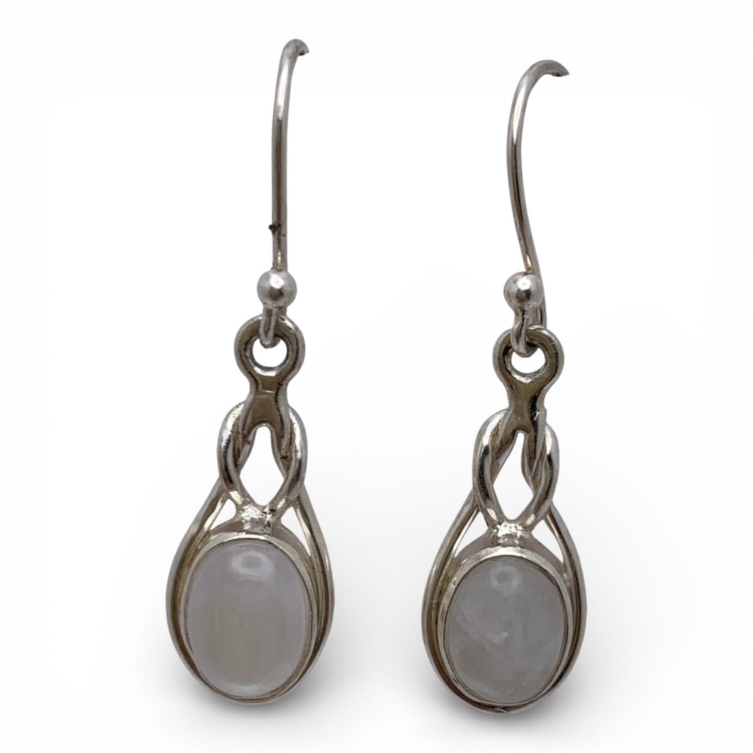 Pair Of Sterling Silver & White Stone Earrings (1 of 3)