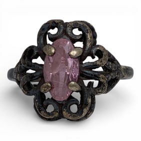 Sterling Silver & Pink Stone Ring
