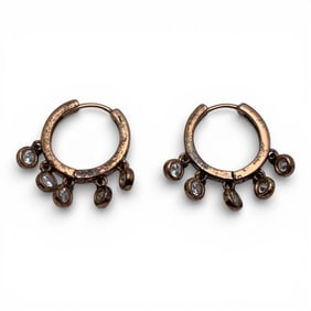 Pair Of Sterling Silver & Clear Stone Earrings