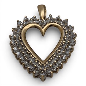 10k Yellow Gold & Diamond Heart Pendant