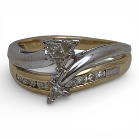 14k Yellow & White Gold Ring With Diamonds