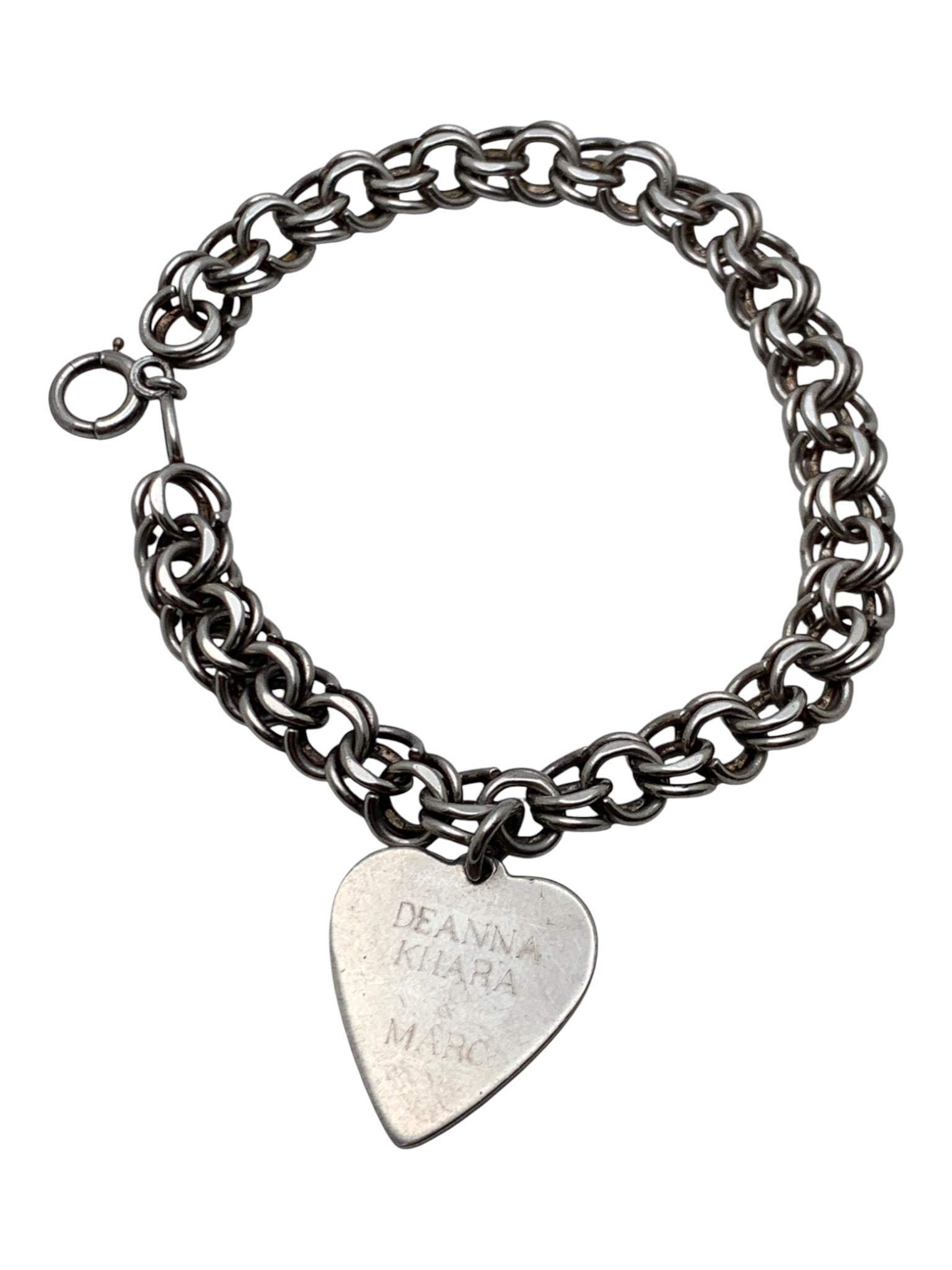 Sterling Silver Bracelet With Heart Charm: Marked Sterling - 7 3/4" Long - 18.0 Grams