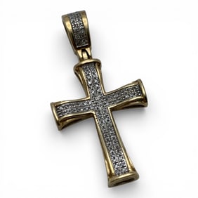 10k Yellow Gold & Diamond Cross Pendant