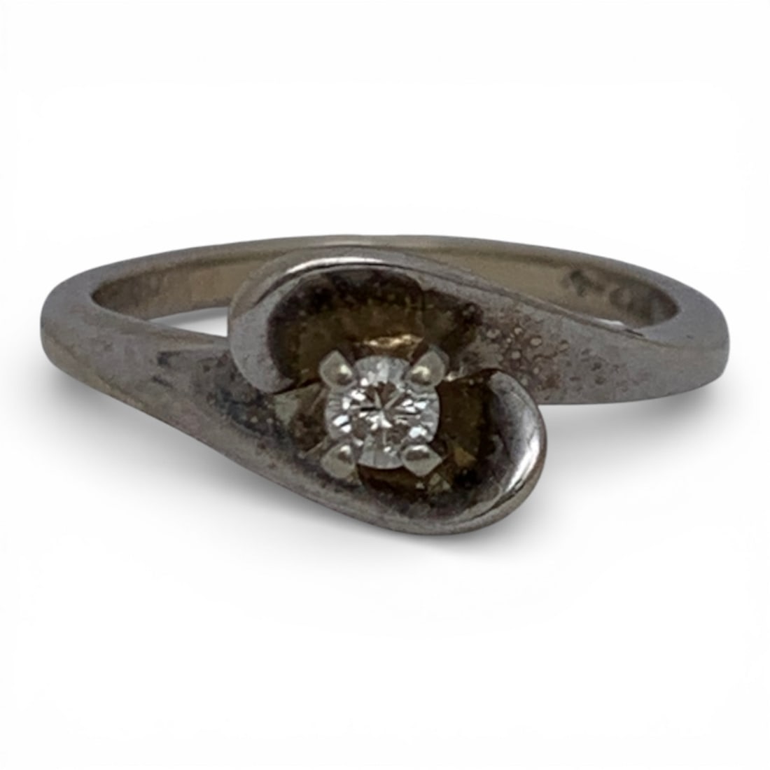 14k White Gold & Diamond Ring: Marked 14k - Size 3.5 - 1.2 DwtGemstones Tested With Presidium Gem Tester Il - Berners Does Not Guarantee Authenticity Of Gemstones