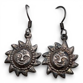 Pair Of Sterling Silver Sun Earrings