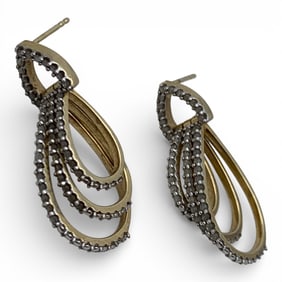 Pair Of 10k Yellow Gold & Diamond Earrings