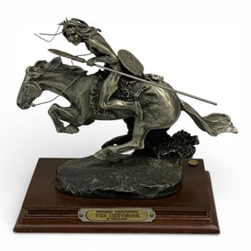 Style Of Frederic Remington Pewter Sculpture