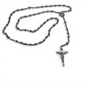 Sterling Silver Rosary Necklace