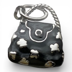 Sterling Silver Enameled Purse Charm