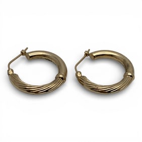 Pair Of 14k Yellow Gold Hoop Earrings