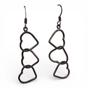 Pair Of Sterling Silver Heart Earrings