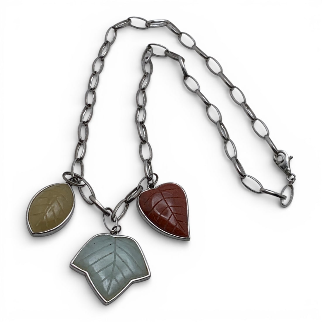 Sterling Necklace With Colored Hard Stone: Marked 925 - 17 1/4" Long - 20.9 Grams