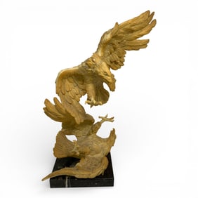Large Molded Composition Sculpture Of Eagles