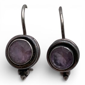 Sterling Silver & Purple Stone Earrings