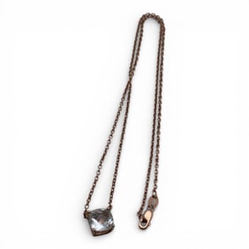 Sterling Silver Pendant Necklace W Clear Stone