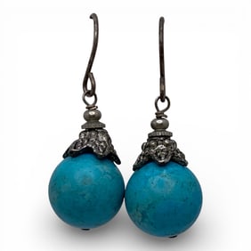 Silver & Blue Stone Earrings