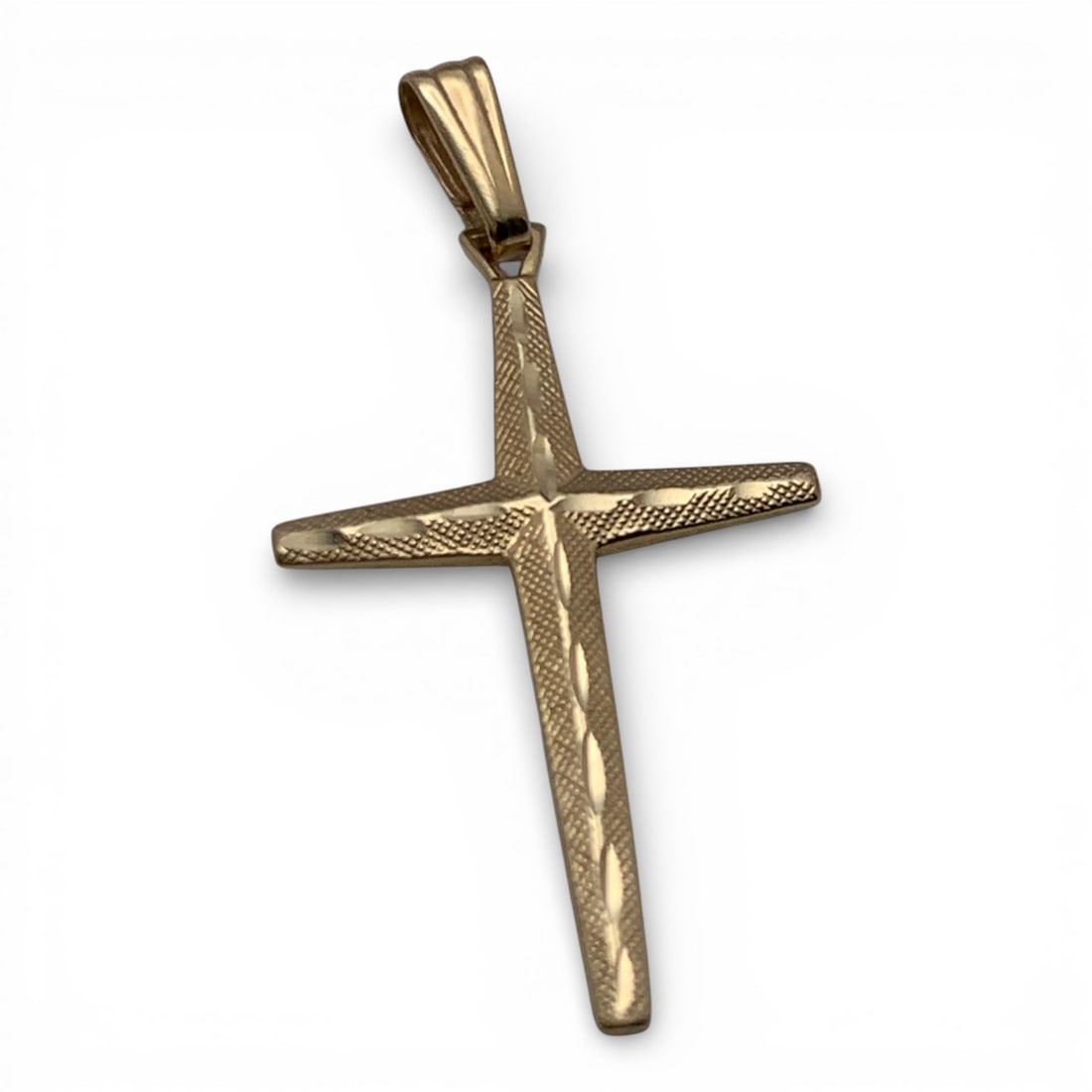 14k Yellow Gold Cross Pendant: Marked 14k - 1 1/8" Long - 0.4 DwtGemstones Tested With Presidium Gem Tester Il - Berners Does Not Guarantee Authenticity Of Gemstones