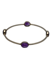 Silver & Purple Stone Bangle Bracelet