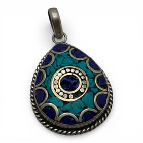 Silver Pendant With Blue Stones