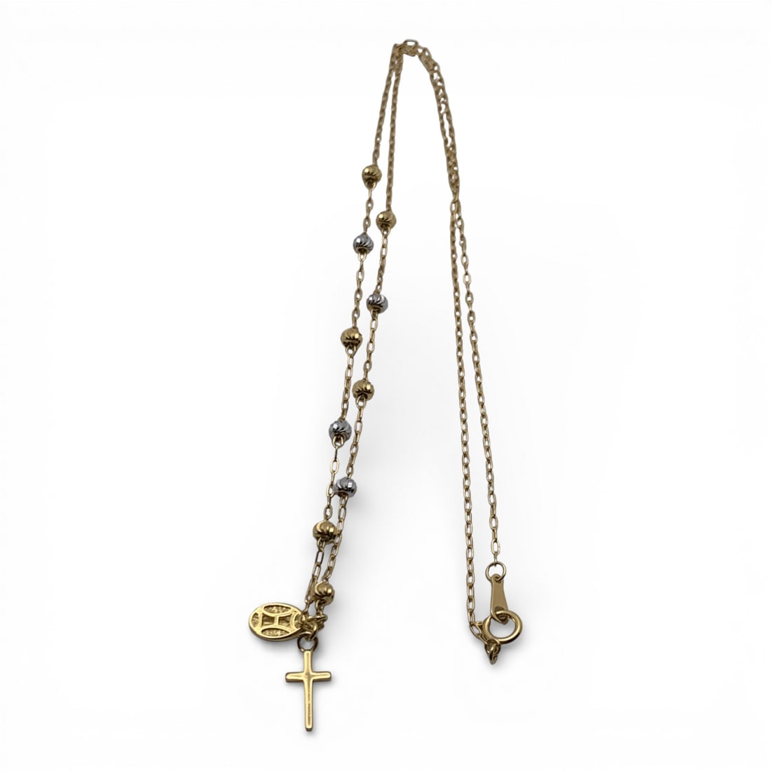 Sterling Silver Necklace With Religious Charms: Marked 925 - 18" Long - 1.9 Grams