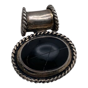 Mexico Sterling Silver & Black Stone Pendant
