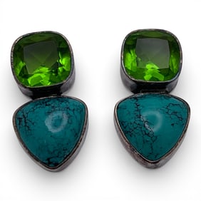 Pair Of Sterling Silver Earrings With Stones