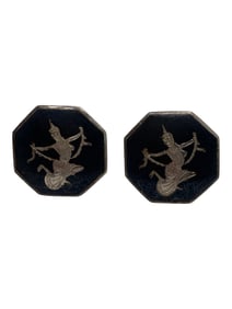 Pair Of Sterling Silver Siam Earrings