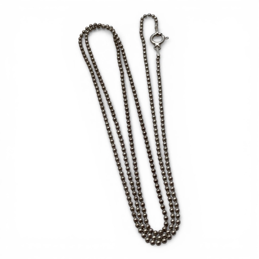 Sterling Silver Beaded Necklace: Marked 925 - 24" Long - 3.8 Grams