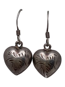 Pair Of Sterling Heart Earrings