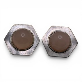 Sterling Silver & Pink Stone Earrings