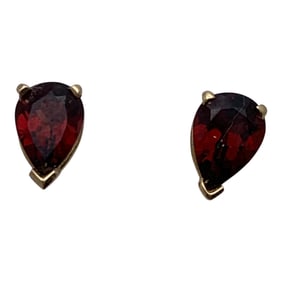 Pair Of 14k Yellow Gold & Garnet Earrings
