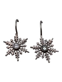 Pair Of Sterling & Clear Stone Snowflake Earrings