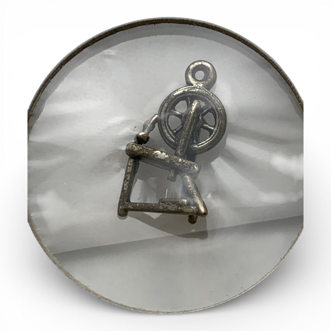 Silver Spinning Wheel Charm - 2