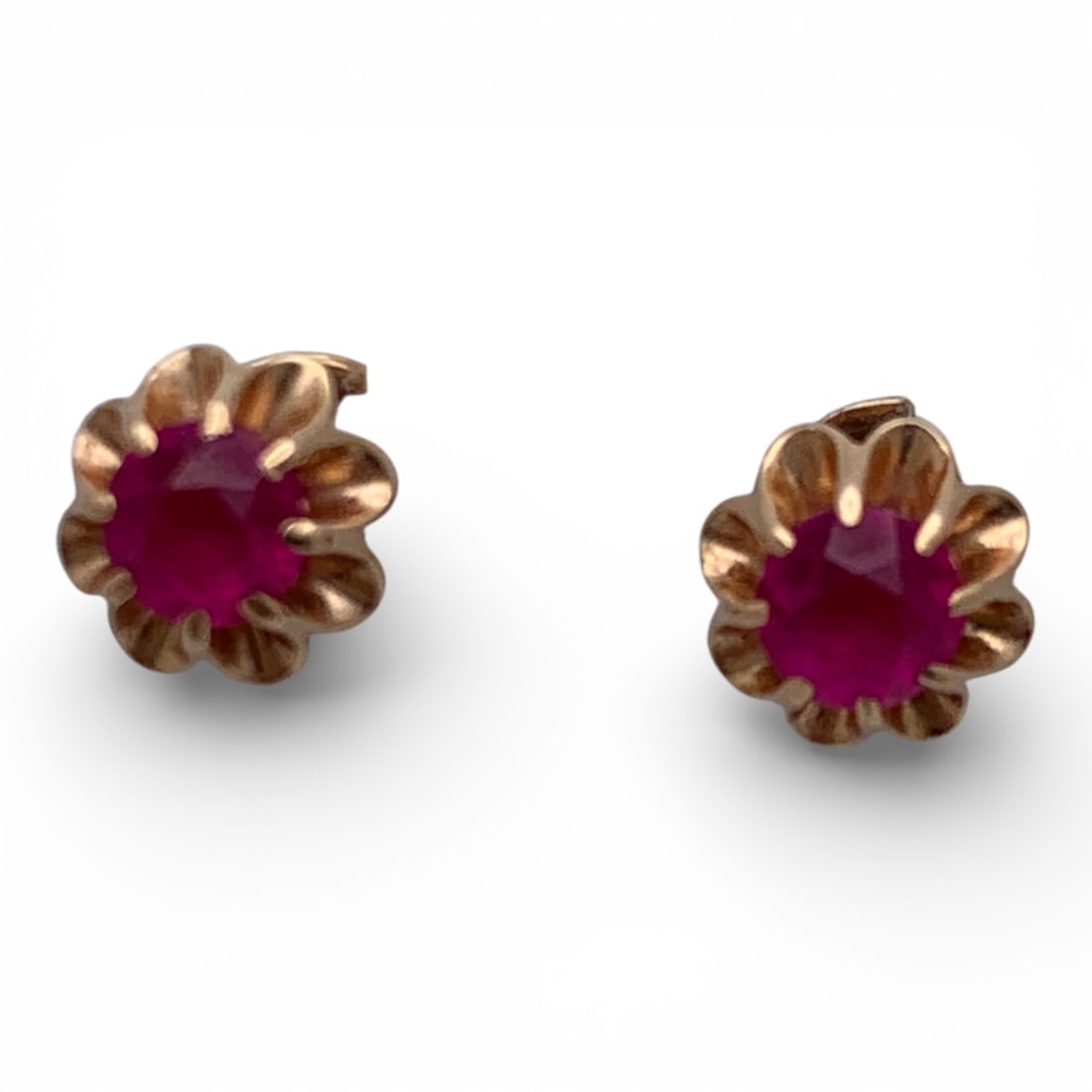 14k Yellow Gold & Ruby Earrings