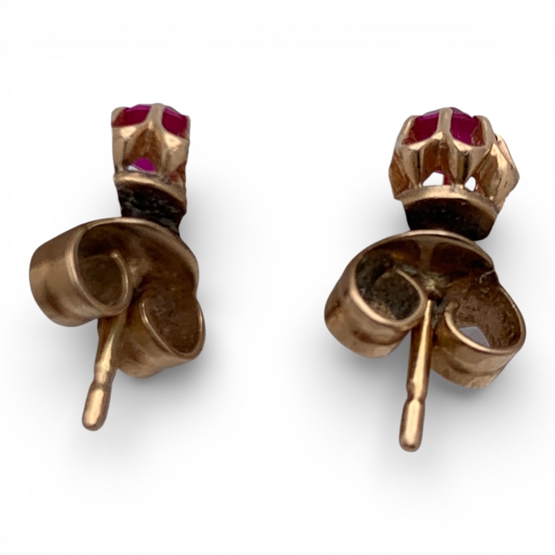 14k Yellow Gold & Ruby Earrings - 2