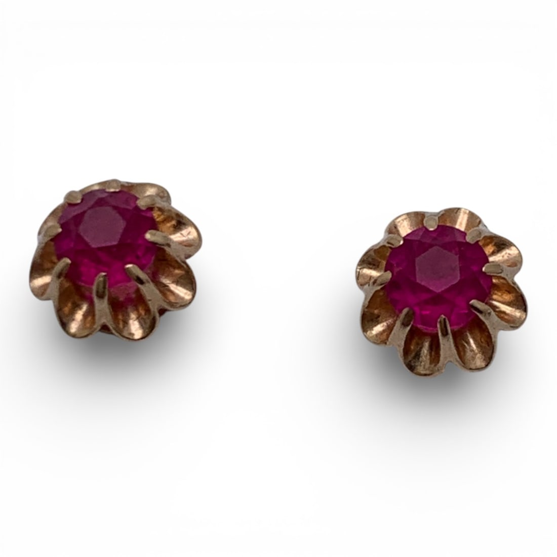 14k Yellow Gold & Ruby Earrings - 3