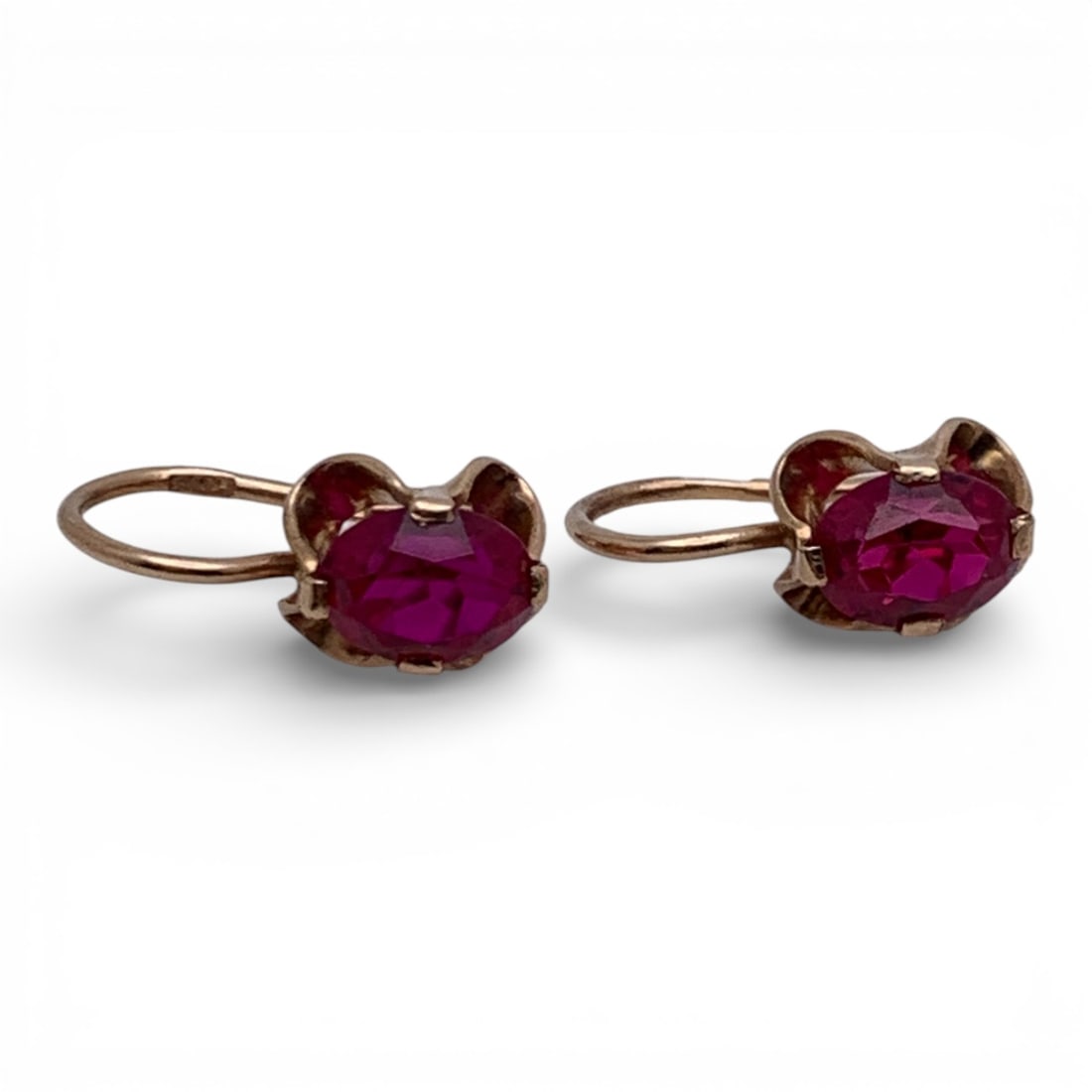 14k Yellow Gold & Ruby Earrings - 3