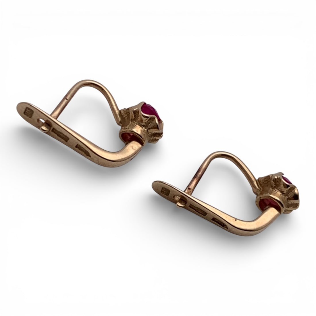 14k Yellow Gold & Ruby Earrings - 2