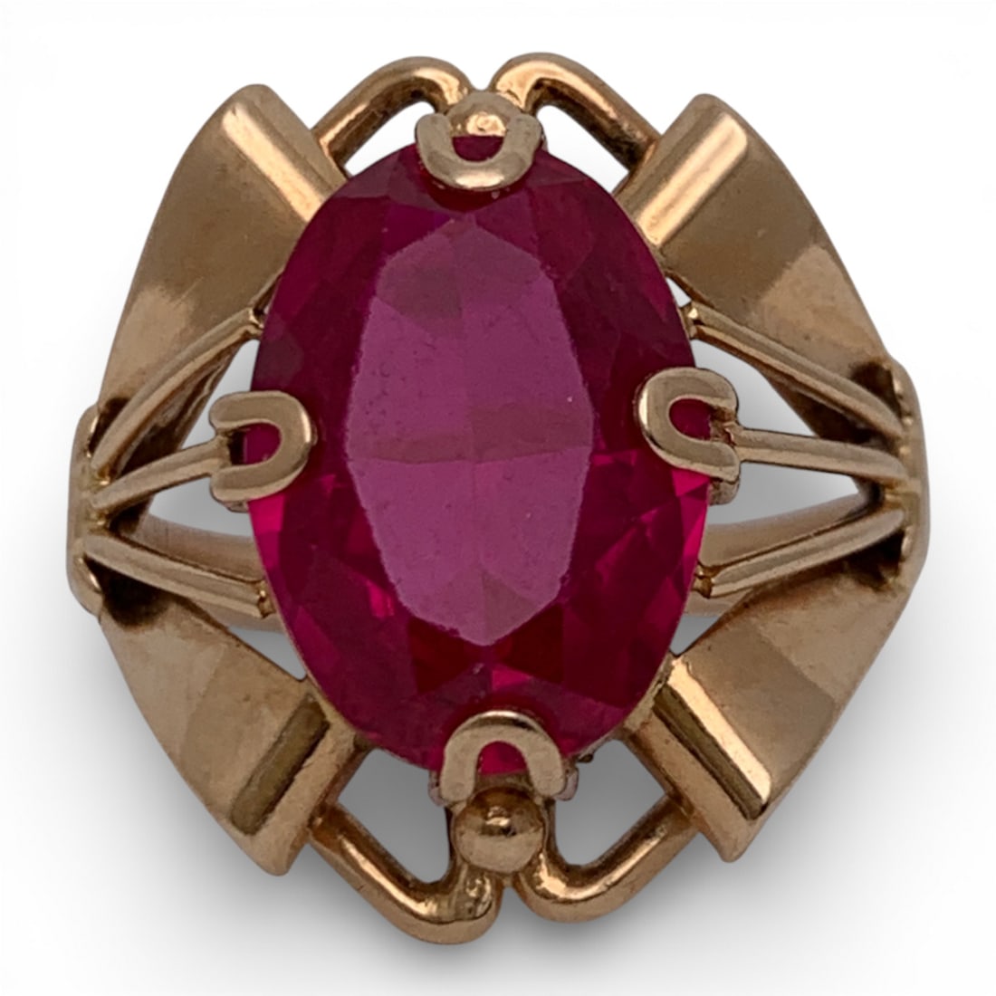 Victorian 14k Yellow Gold & Ruby Ring - 5