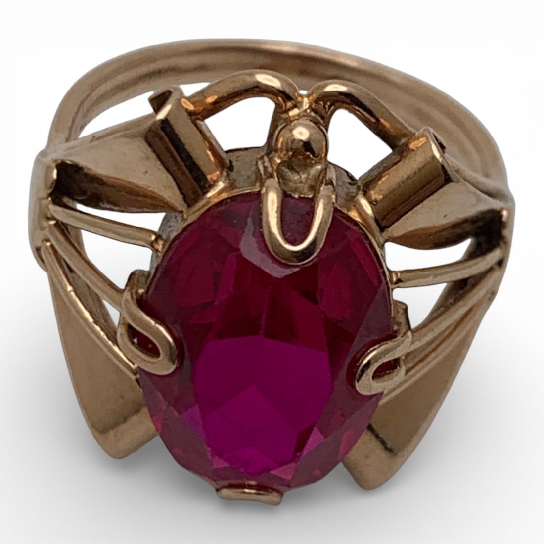 Victorian 14k Yellow Gold & Ruby Ring - 8