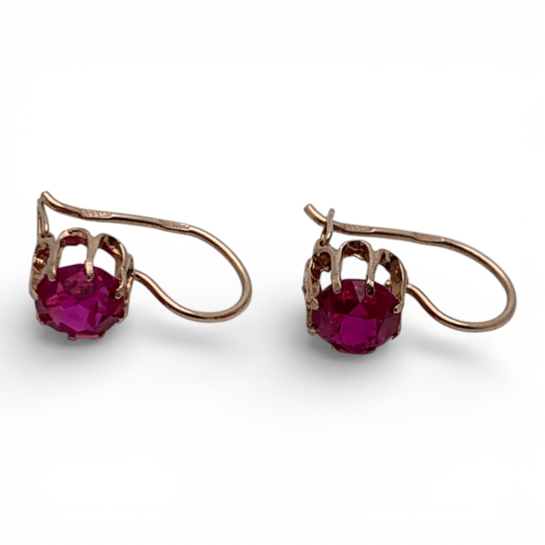14k Yellow Gold & Ruby Earrings - 3