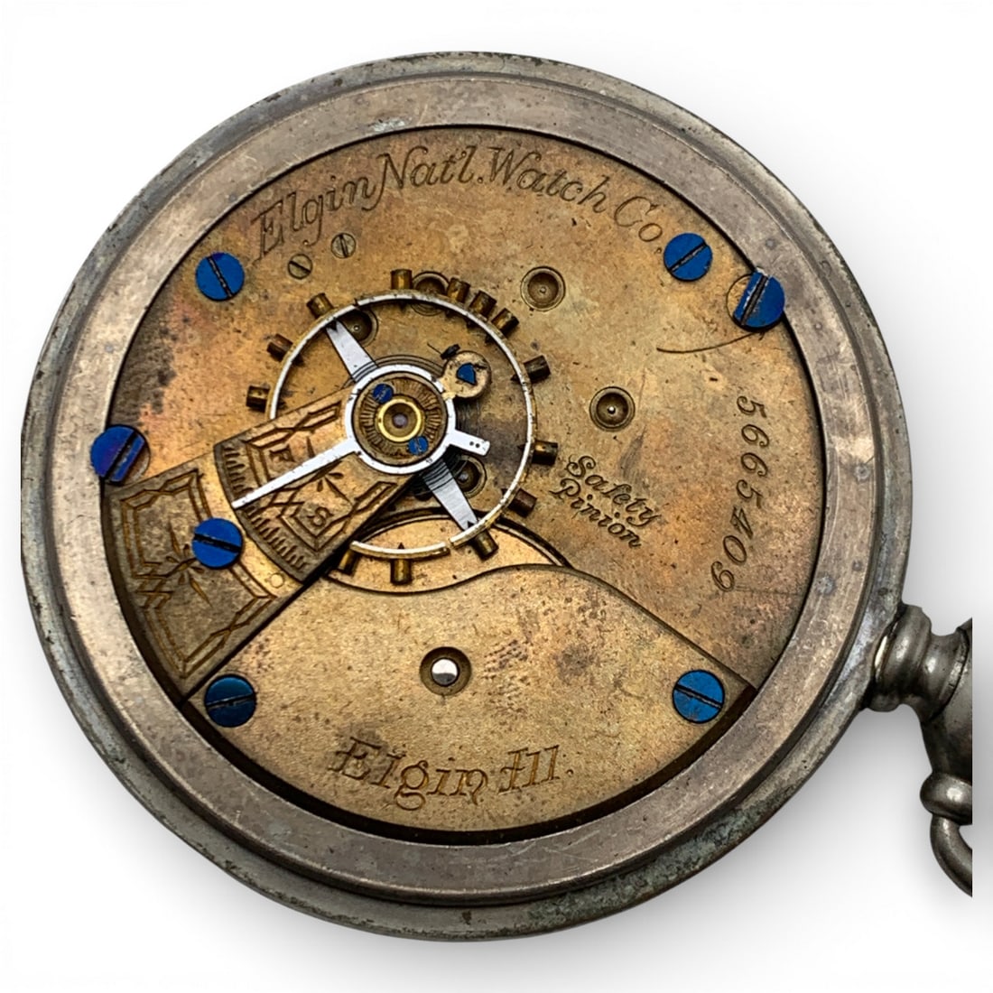 Elgin Silver Tone Pocket Watch - 4