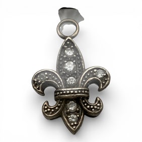 Sterling French Symbol With Clear Stone Charm